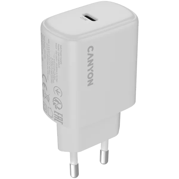 CANYON Ładowarka sieciowa OnCharge 250 25W 1xPD EU Biała