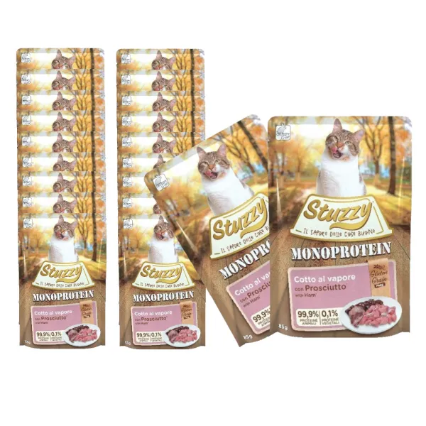 Mokra karma dla kota STUZZY Monoprotein Wieprzowina szynkowe 20x85g