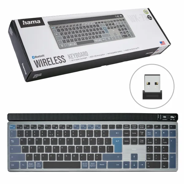Klawiatura Bezprzewodowa Multi-Device Hama Wk-750 Szyfrowanie Ai Czarna