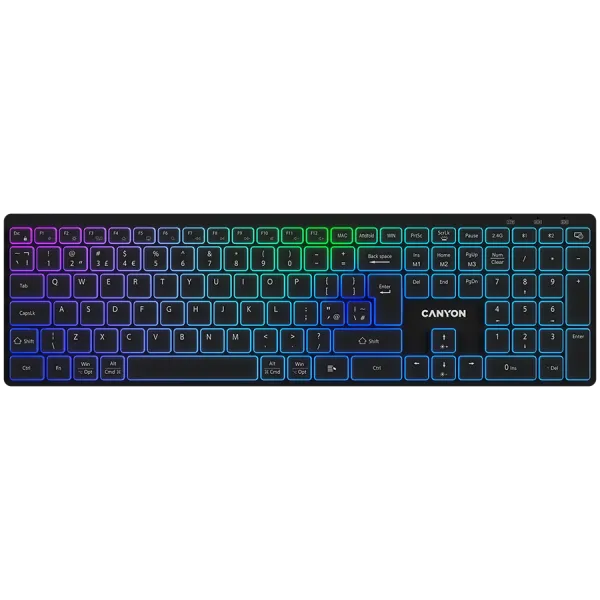 CANYON Klawiatura HKB-W11 UK/US RGB Dwa Tryby Bezprz. Czarna