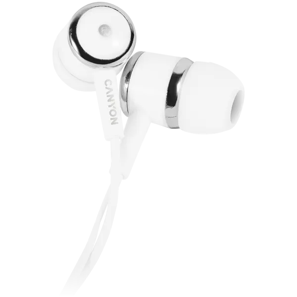 CANYON Słuchawki dokanałowe EPM-01 Mic Mini-Jack 1.2m Białe