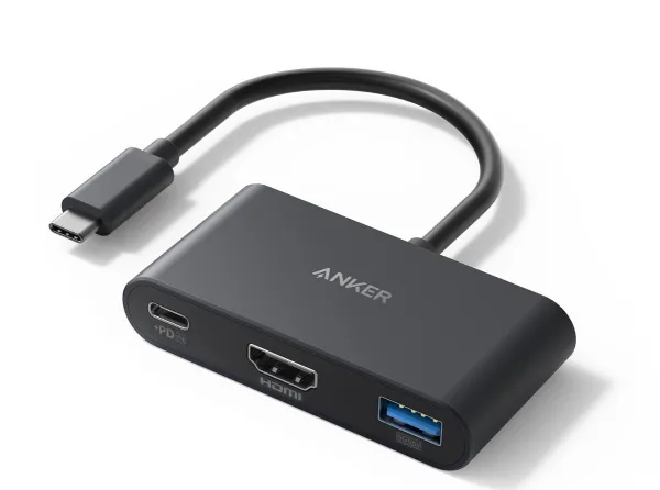 Hub Anker PowerExpand 3w1 1xUSB-C, 1xUSB-A, 1xHDMI 1.4, Pasywny, Czarny