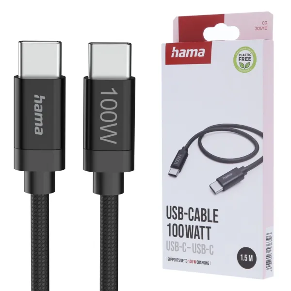 HAMA KABEL 100W USB C NYLONOWY 1.5m SZYBKIE ŁADOWANIE QC 4.0 480 Mbit/s