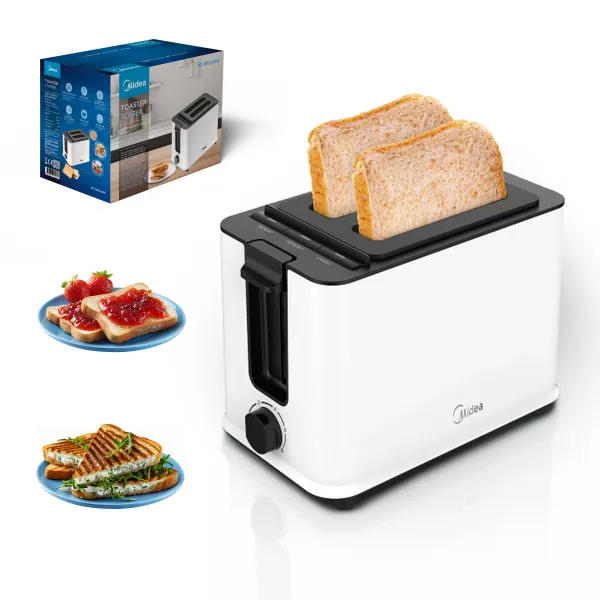 MIDEA TOSTER 2-SKIBKI 800W BIAŁY FUNKCJA ROZMRAŻANIA PODGRZEWANIA REGULACJA