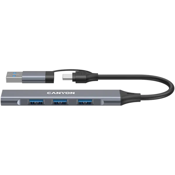 CANYON HUB DS-02 4 w 1 USB-A/C Szary