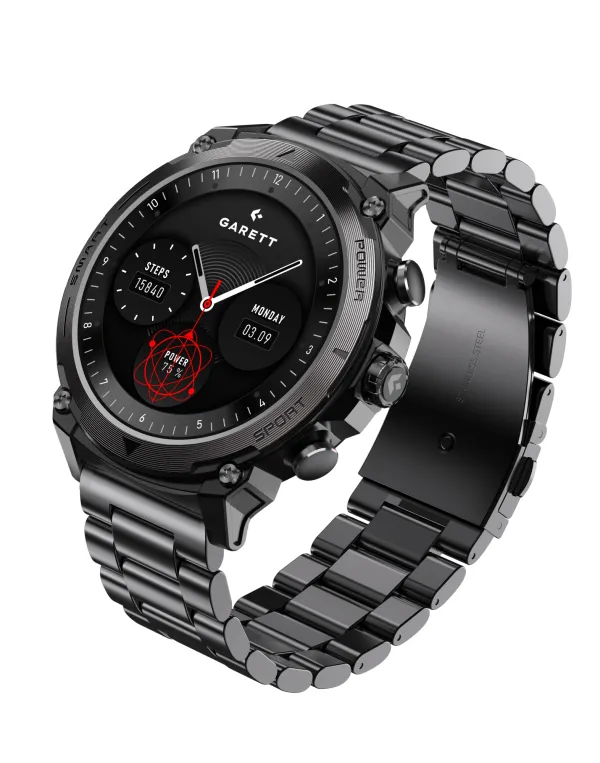 Smartwatch Garett Atom czarny stalowy