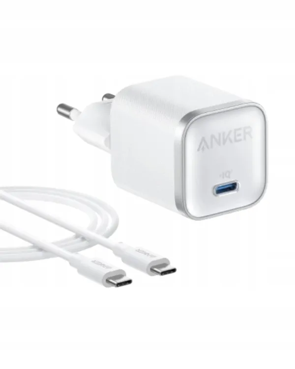 Anker Nano ładowarka sieciowa (45 W) z kablem USB-C do USB-C b biała