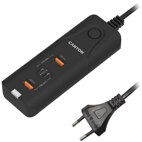 CANYON Ładowarka sieciowa H-10 PD20W QC3.0 2×USB-A 2×USB-C Czarna