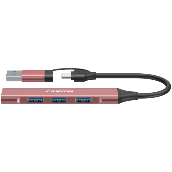 CANYON HUB DS-02 4 w 1 USB-A/C Różowy