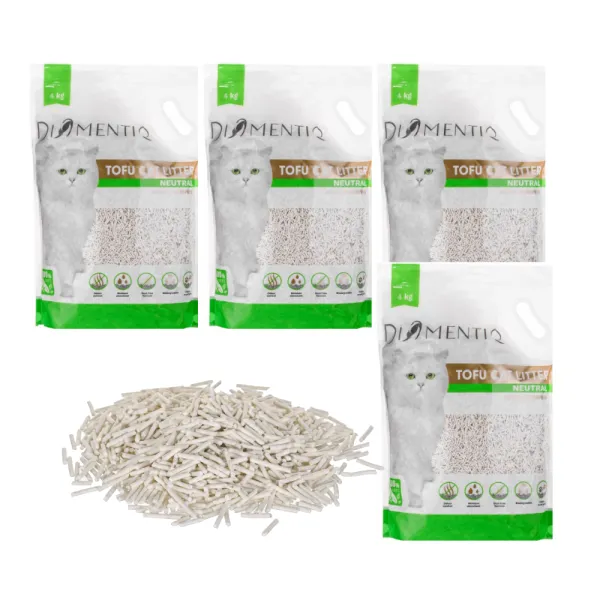 DIAMENTIQ Tofu Neutral Ultra clumping - żwirek roślinny - 4x4kg