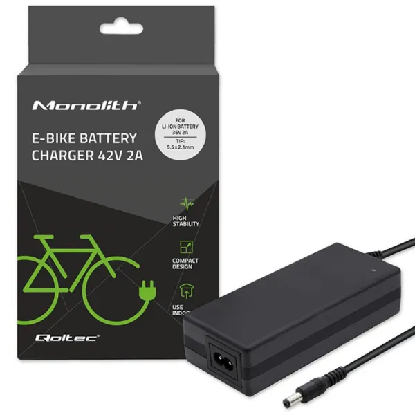 QOLTEC ŁADOWARKA DO BATERII ROWERU ELEKTRYCZNEGO