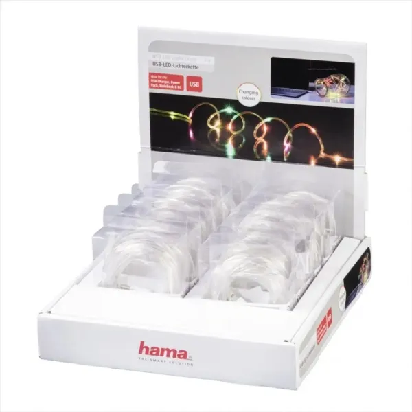 Łańcuch LED Świąteczny USB kolorowy 3M Hama Display 12 szt.