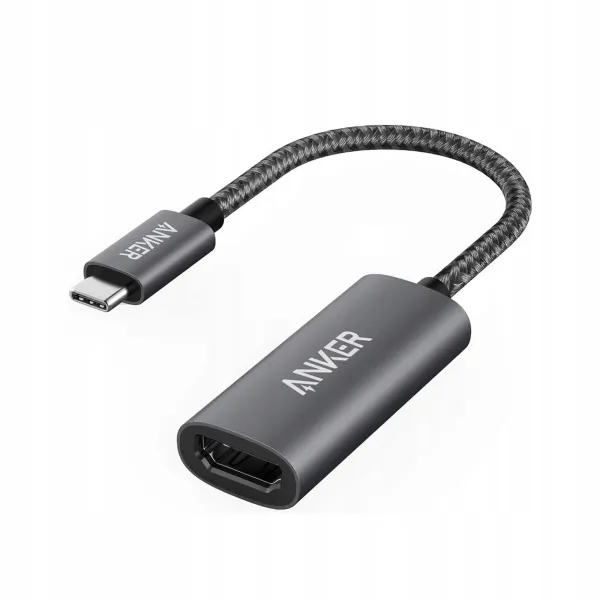 Adapter Anker USB Typu C do HDMI, Plug&Play, Oplot nylonowy, Szary
