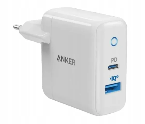 Ładowarka sieciowa ANKER PowerPort PD+ 2, USB-C, USB-A, PowerIQ 3.0, Biała