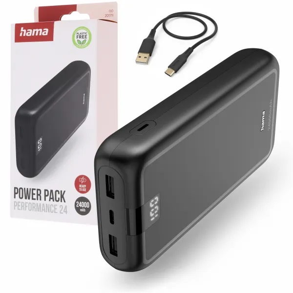 Powerbank Hama Performance 2 24000 mAh 1x USB-C, 2x USB-A wyświetlacz LED