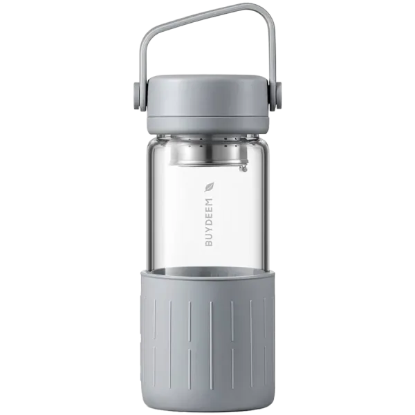 BUYDEEM Szklana butelka z zaparzaczem 350 ml, CD1008, Nordic Grey