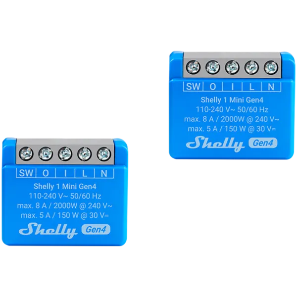 SHELLY 1 Mini Gen4 2-pack 1-kanałowy mini moduł ze stykiem bezpotencjałowym dwupak