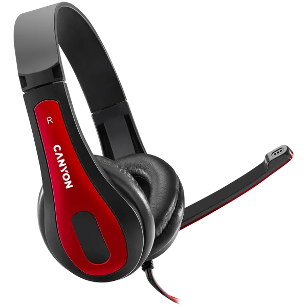 CANYON Zestaw słuchawkowy HSC-1 PC Mik 2m Czarno - Czerwony