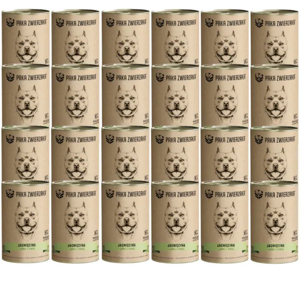 Mokra karma dla psa Paka Zwierzaka Jagnięcina i jabłko z miętą 24x400g