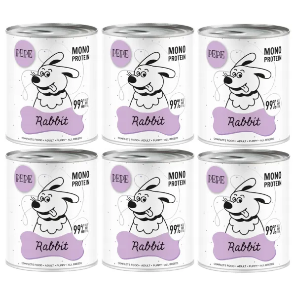 Karma mokra dla psa Paka Zwierzaka Pepe Rabbit 99% królik 6x800g