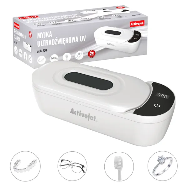 Activejet Myjka ultradźwiękowa UV AUC-200 biała
