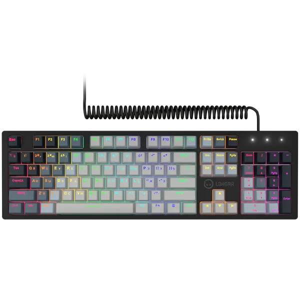 LORGAR Klawiatura Gamingowa Przewodowa Azar 514, mechaniczna, RGB, Czarna, układ RU-EN