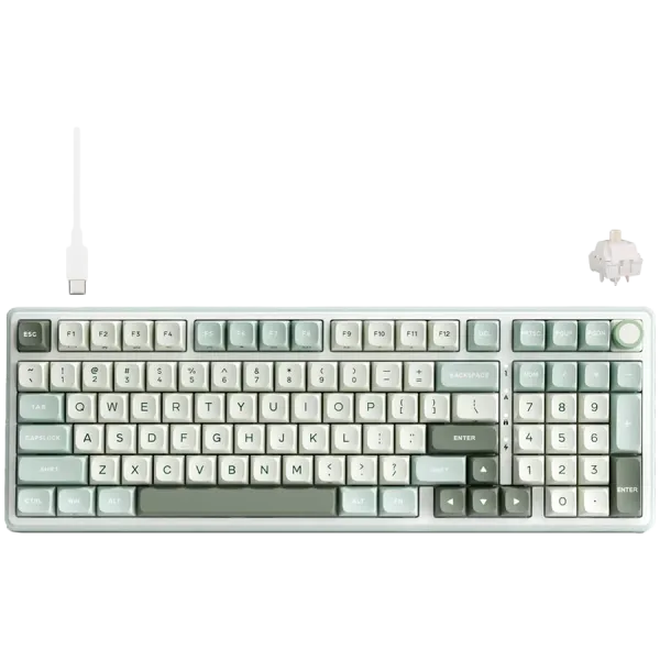 ROYAL KLUDGE RK R98Pro Sky Cyan Gaming Keyboard Beige switch
