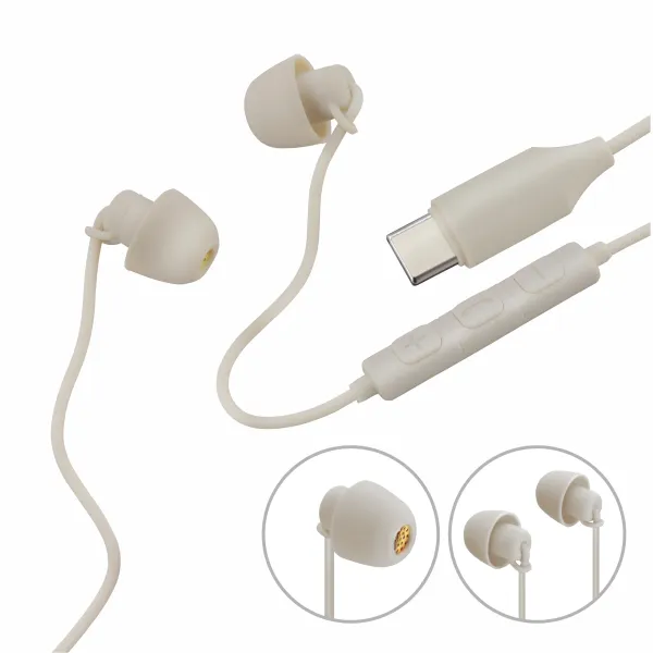 HAMA SŁUCHAWKI DOKANAŁOWE PRZEWODOWE CALM USB-C PIASKOWE MIKROFON + PILOT