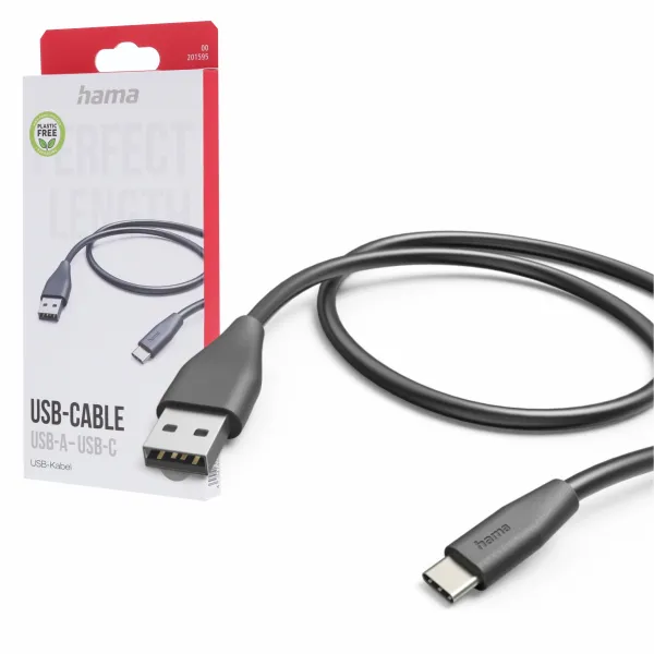 HAMA KABEL ŁADUJĄCY/DATA USB-A - TYP-C, 1,5M CZARNY