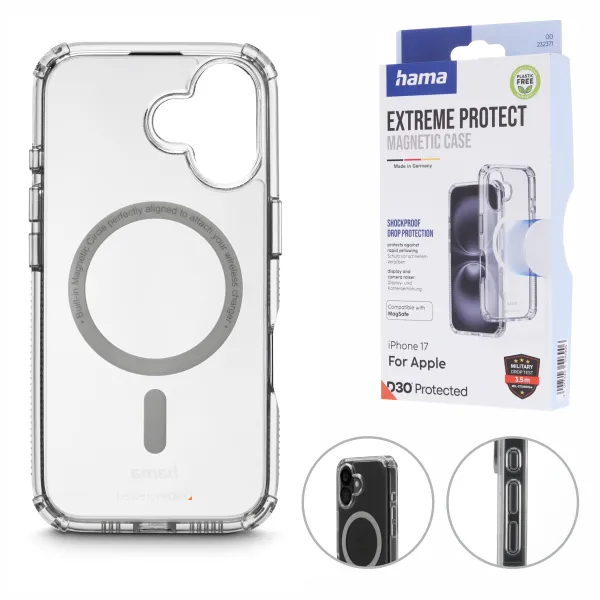 HAMA FUTERAŁ GSM DO IPHONE 17 EXTREME PROTECT PRZEZROCZYSTY D30 MAGSAFE