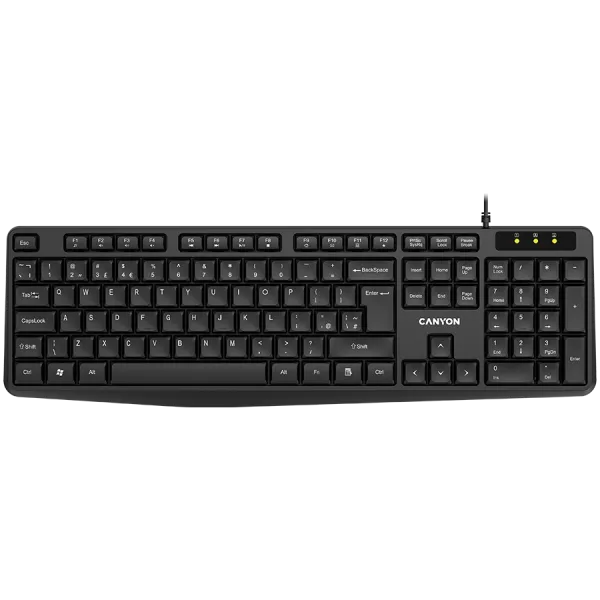 CANYON Klawiatura KB-1 Przewodowa EN/ES Czarna