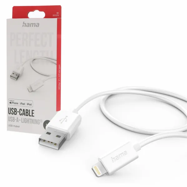 Kabel USB Lightning Apple iPhone 8 X XR XS 11 12 13 14 Hama licencja MFI 1m