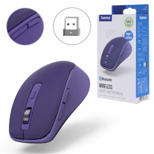 Hama cicha myszka mysz bezprzewodowa WM-450 bluetooth + USB przycisk AI