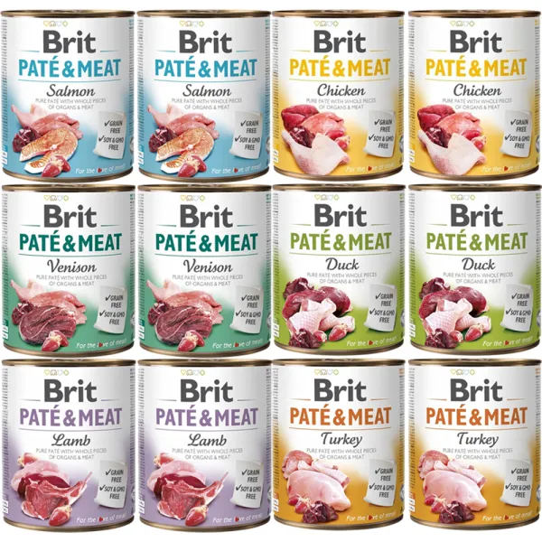 Karma BRIT PATÉ & MEAT MIX 6 smaków 12x800g