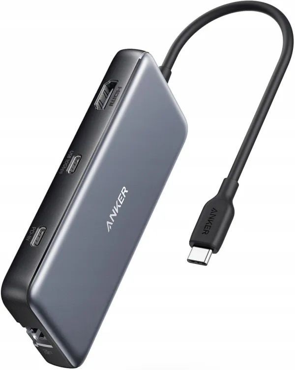 Hub Anker 8w1, USB Typu C, Pasywny, RJ-45, HDMI, SD, MicroSD, USB 3.2 gen.2