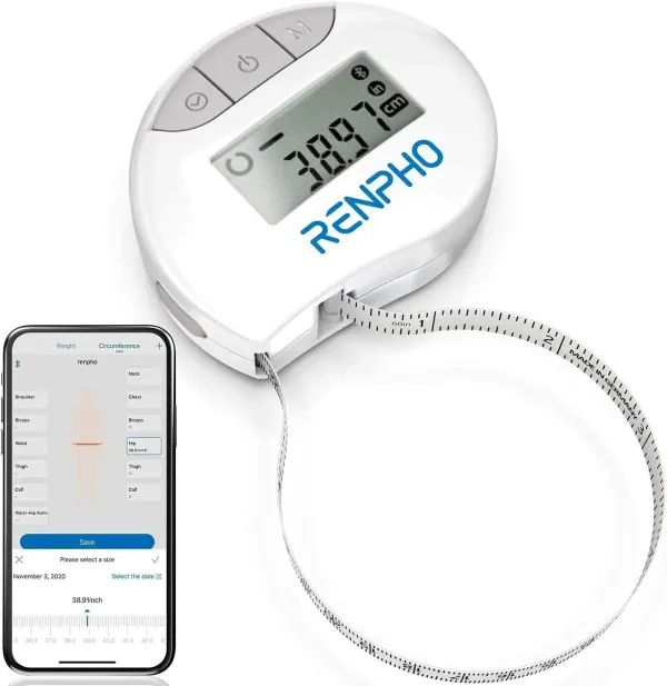 Miarka do pomiaru ciała RENPHO zwijana z aplikacją Bluetooth 1,5m RF-BMF01-WH