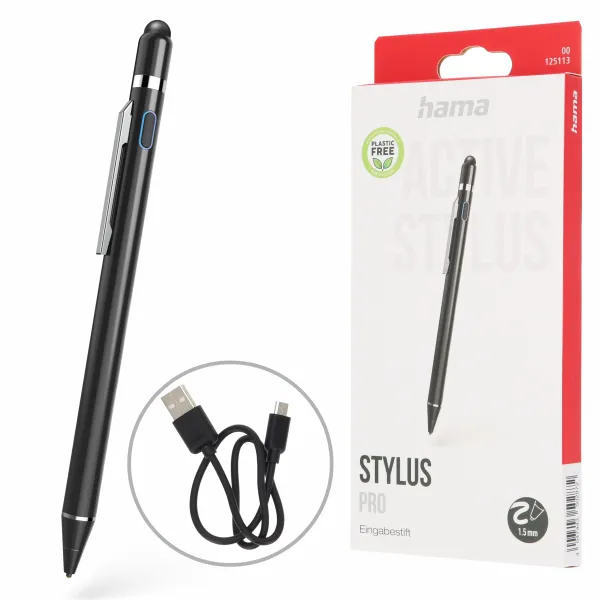 Hama uniwersalny rysik aktywny ładowany do tabletów i smartfonów Pro 1,5 mm