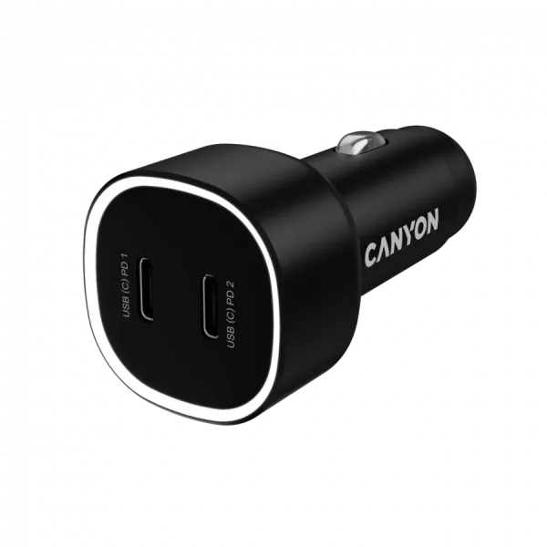CANYON Ładowarka samochodowa OnDrive 60 PD 60W 2xUSB-C czarna