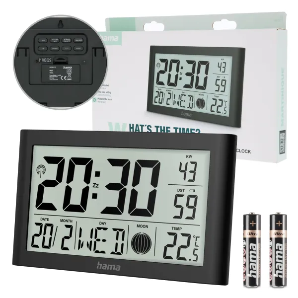 Zegar elektroniczny ścienny z DCF Hama Martinique z termometrem higrometrem