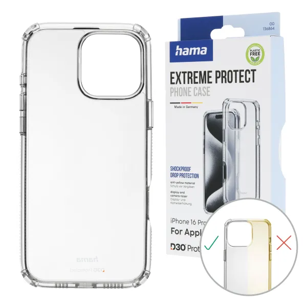 Etui na telefon Hama Extreme Protect D3O iPhone 16 Pro Max przezroczyste