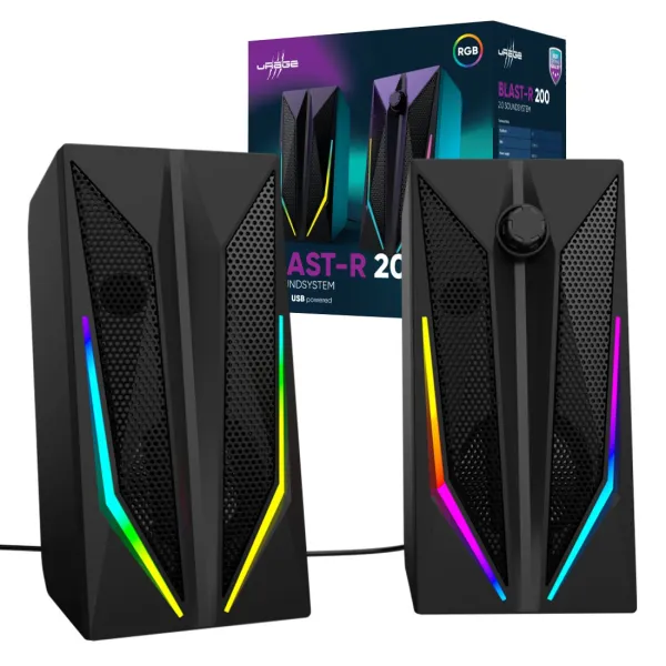 GŁOŚNIKI KOMPUTEROWE 2.0 URAGE BLAST-R 200 RGB USB LED DLA GRACZA MOCNE