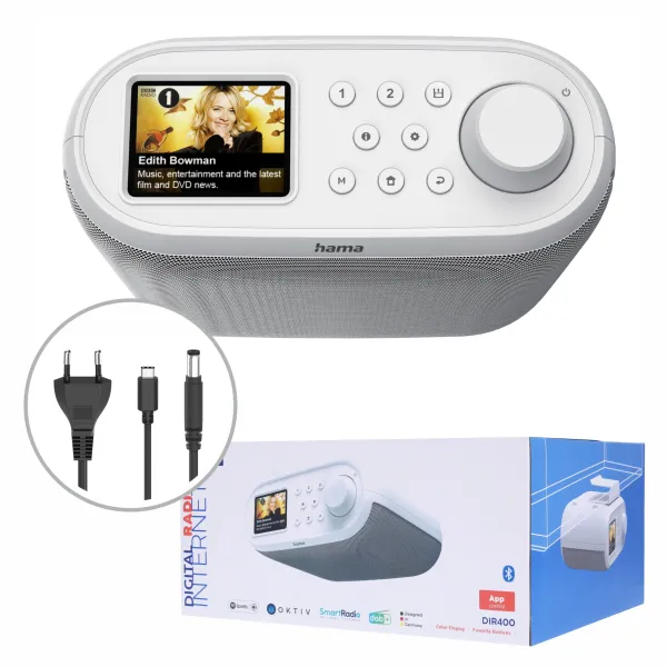 Radio cyfrowe Hama DIR400 DAB+ Internet Bluetooth białe przenośne Spotify