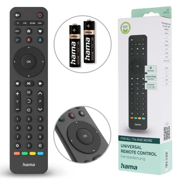 Pilot do telewizora uniwersalny Hama 4w1 Netflix, Prime Video, Disney+