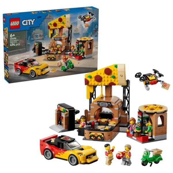 LEGO City 60496 - Dostawa Pizzy z Pojazdami