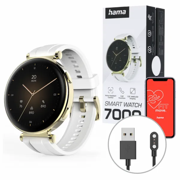 Hama Fit Watch 7000 Smartwatch Amoled Zegarek Sportowy Różowe Złoto