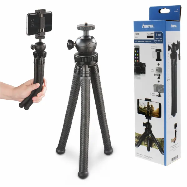 Hama Statyw na smartfon elastyczny głowica kulowa 3w1 27cm selfiestick