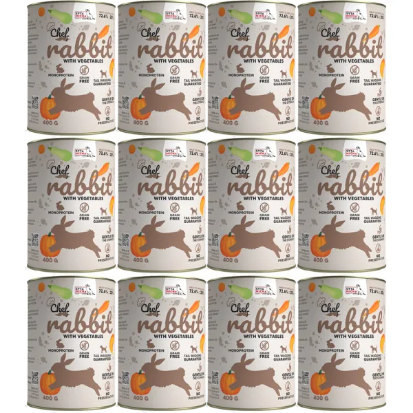 SYTA MICHA Mokra karma Królik z warzywami Mokra karma dla psa puszka 12x400g