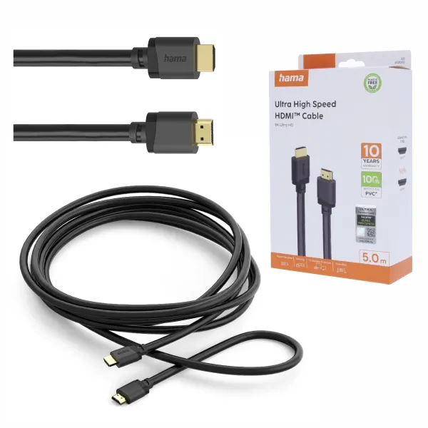Hama Kabel Hdmi 2.1 Ultra High Speed 7680x4320 8K 5m eARC 48 Gbit/s