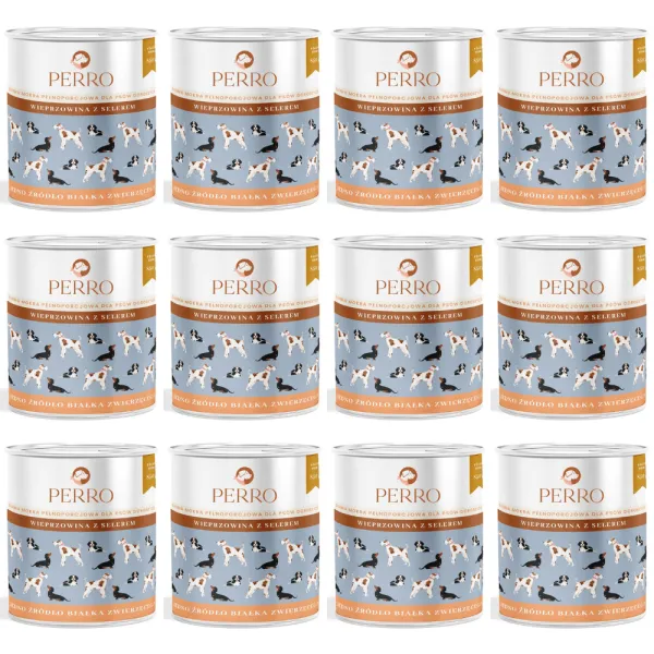 Mokra karma dla psa PERRO Wieprzowina z selerem 12x850g