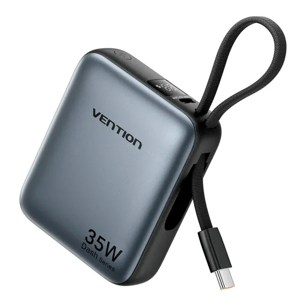 Powerbank Vention 10000mAh 35W z kablem USB-C GREY